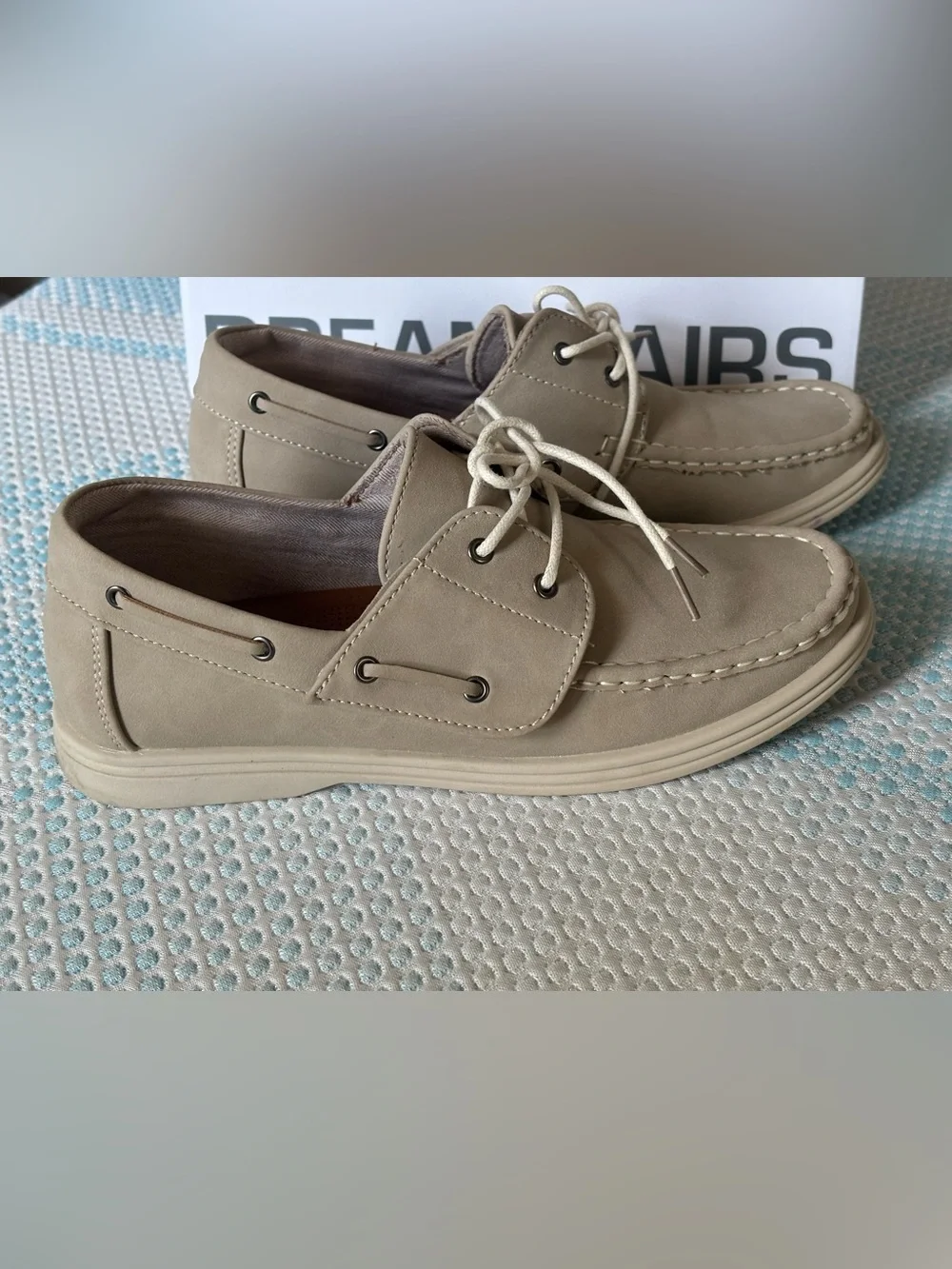 DREAM PAIRS Boys Khaki Suede Boat Shoes Loafers Size 6 Big Kid
